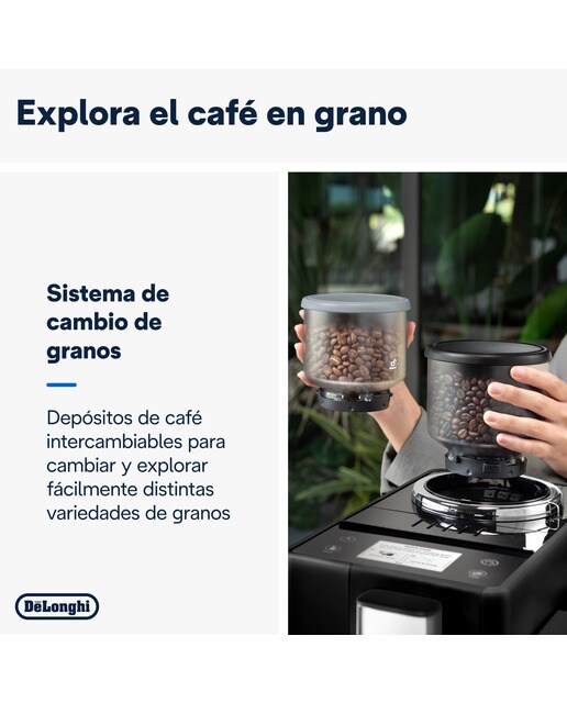 Cafetera Superautomática De'Longhi Rivelia EXAM440.35.B con 2 depósitos de café intercambiables Negro-4