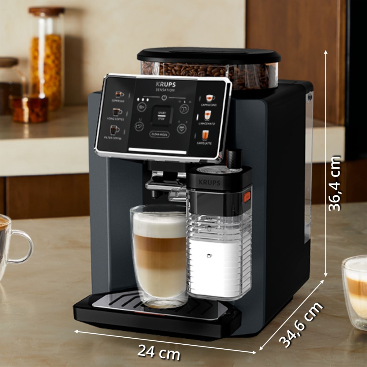Cafetera Superautomática Krups Sensation Milk EA912B con jarra de leche integrada Gris oscuro-6
