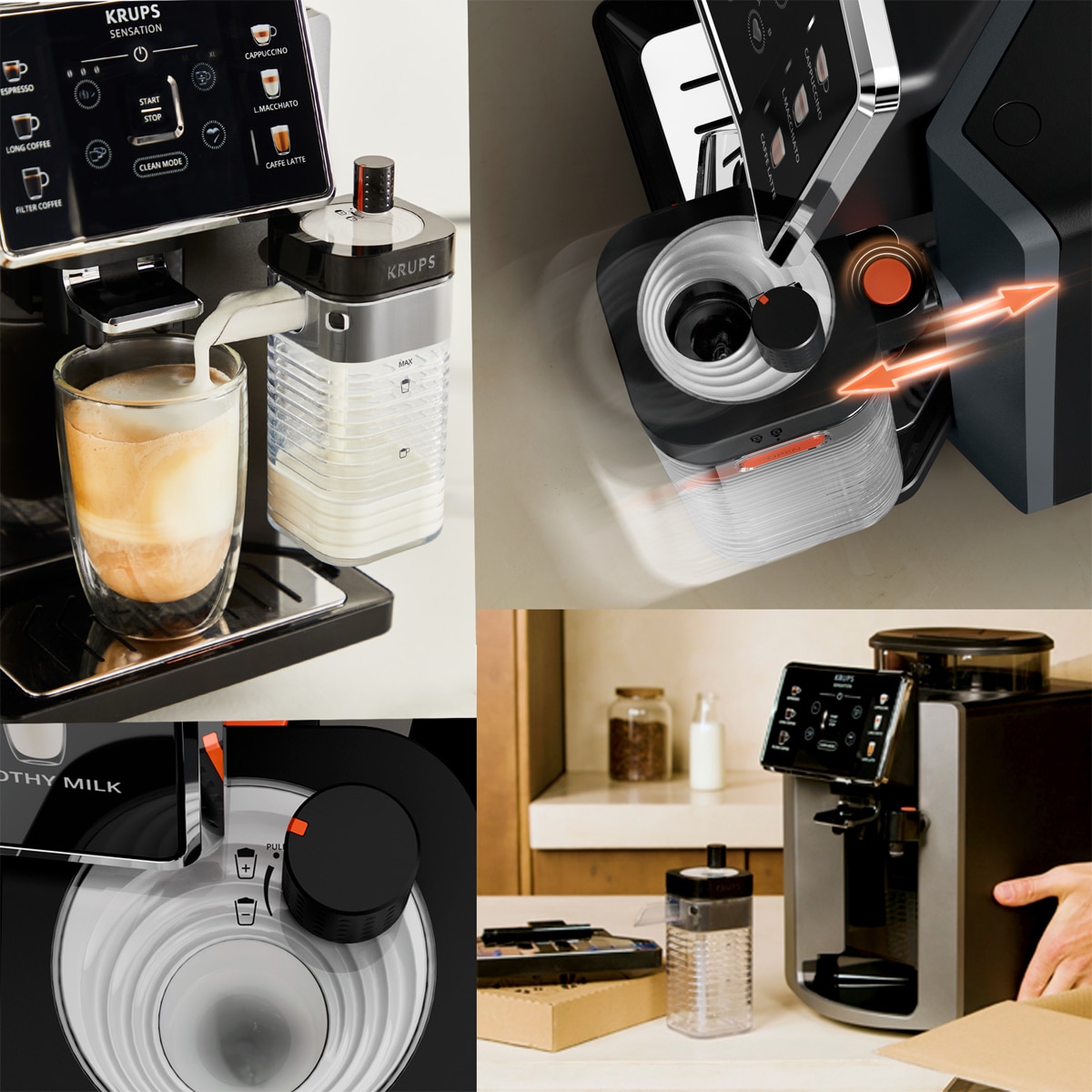 Cafetera Superautomática Krups Sensation Milk EA912B con jarra de leche integrada Gris oscuro-7