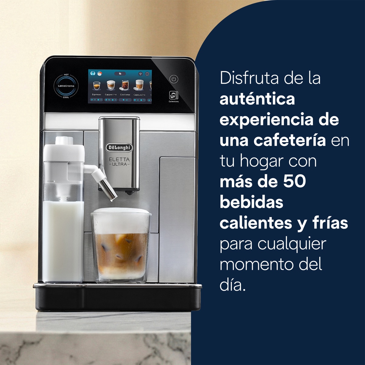 Cafetera Superautomática De'Longhi Eletta Ultra ECAM470.85.MB para bebidas frías y calientes - Plata Plata-3