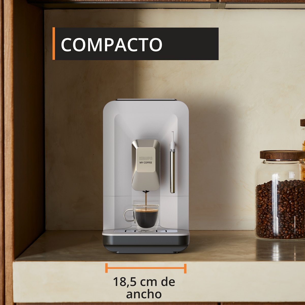Cafetera superautomática Krups My Coffee EA2004 Pantalla táctil, Molinillo de Acero Inoxidable Gris-5