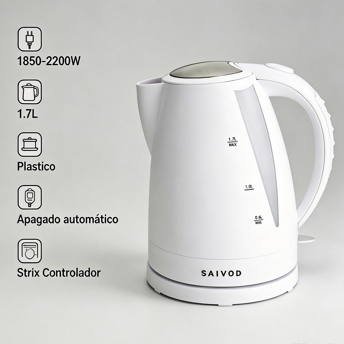 Jarro Elétrico Saivod HA-35 de 2200 W e Capacidade de 1,7 Litros - Branco Branco-2