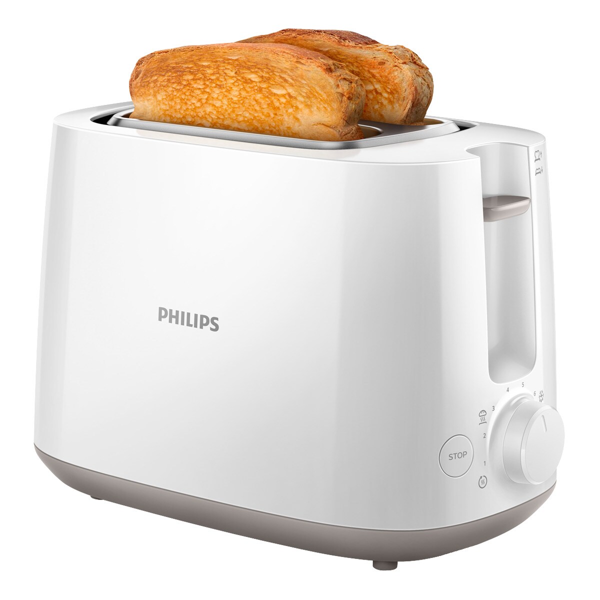 Tostador Philips Daily HD2581/00 con rejilla calientabollos integrada Blanco-3