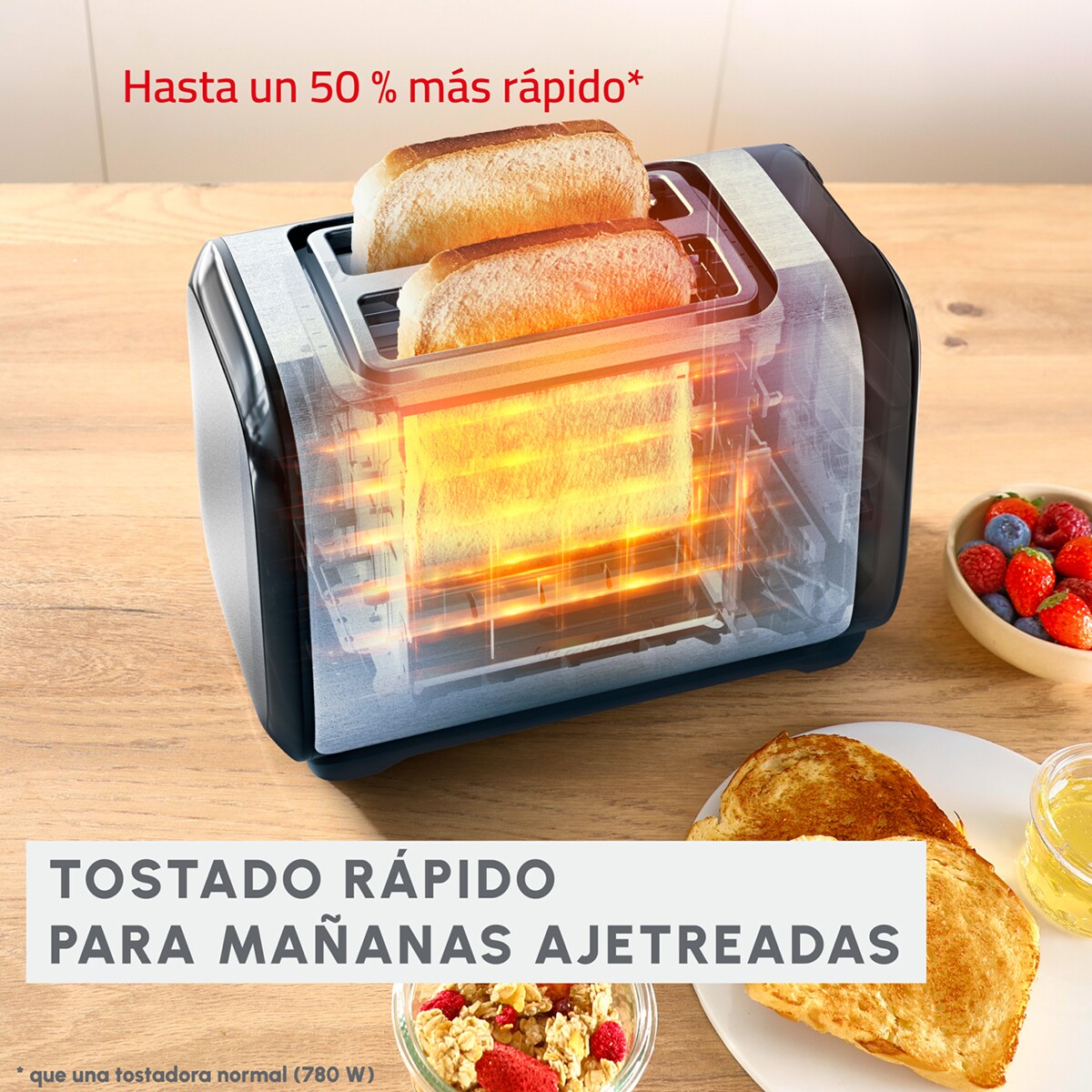 Tostador Moulinex Subito LT5S0D Inox, 2 ranuras, tuesta más rápido Inox-3