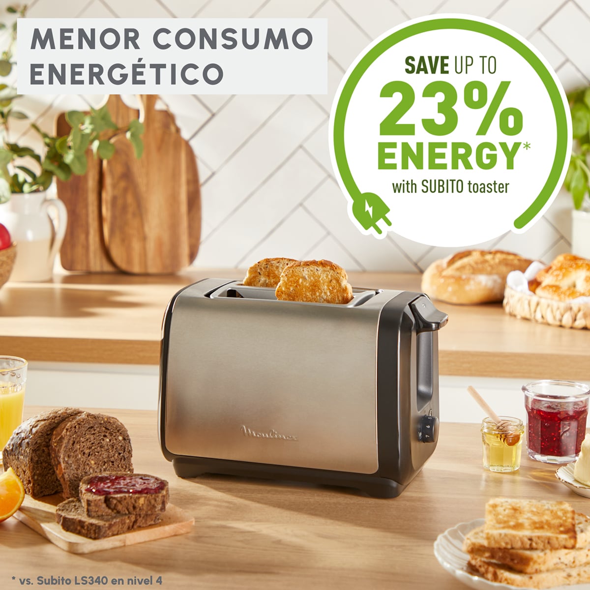 Tostador Moulinex Subito LT5S0D Inox, 2 ranuras, tuesta más rápido Inox-4