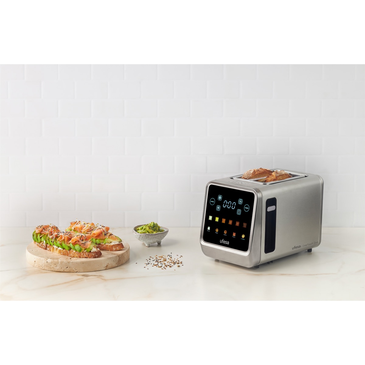 Tostador Ufesa one touch duo con pantalla LED Inox-6
