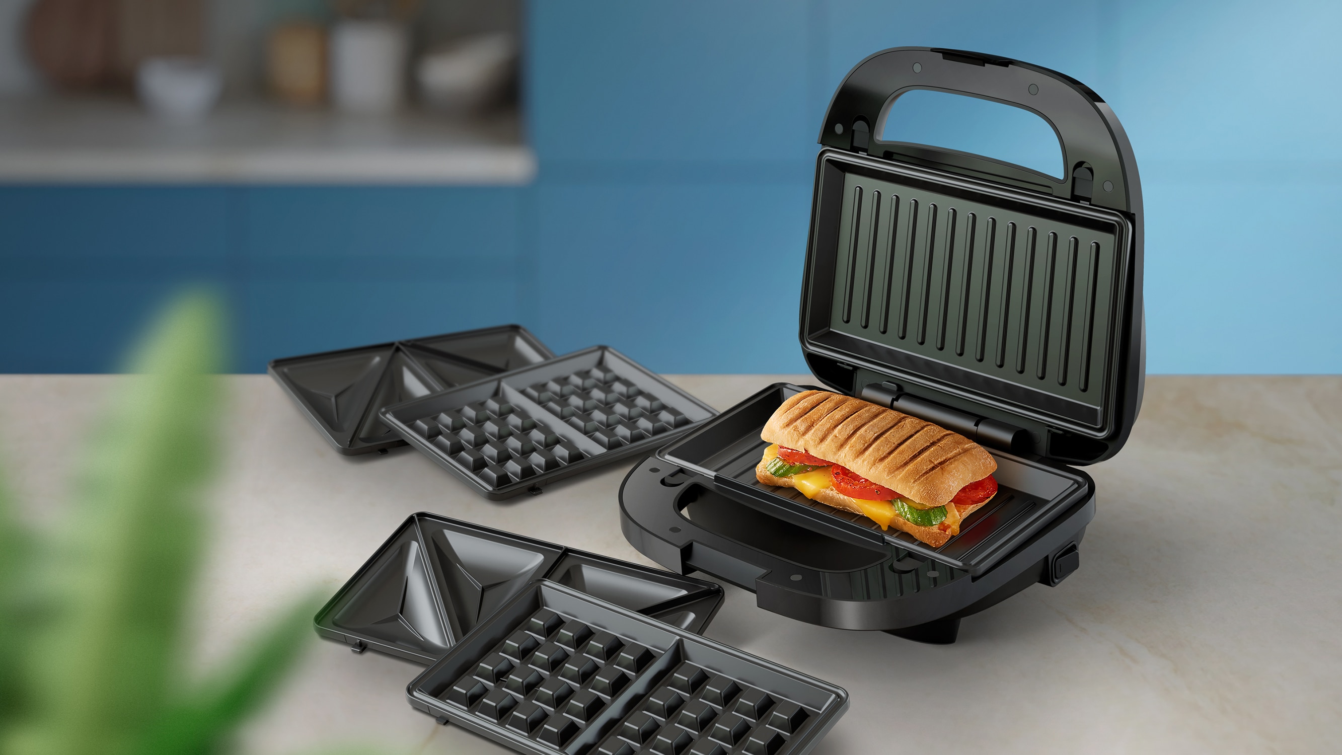 Sandwichera gofrera Philips HD2350/80 con placas intercambiables 7