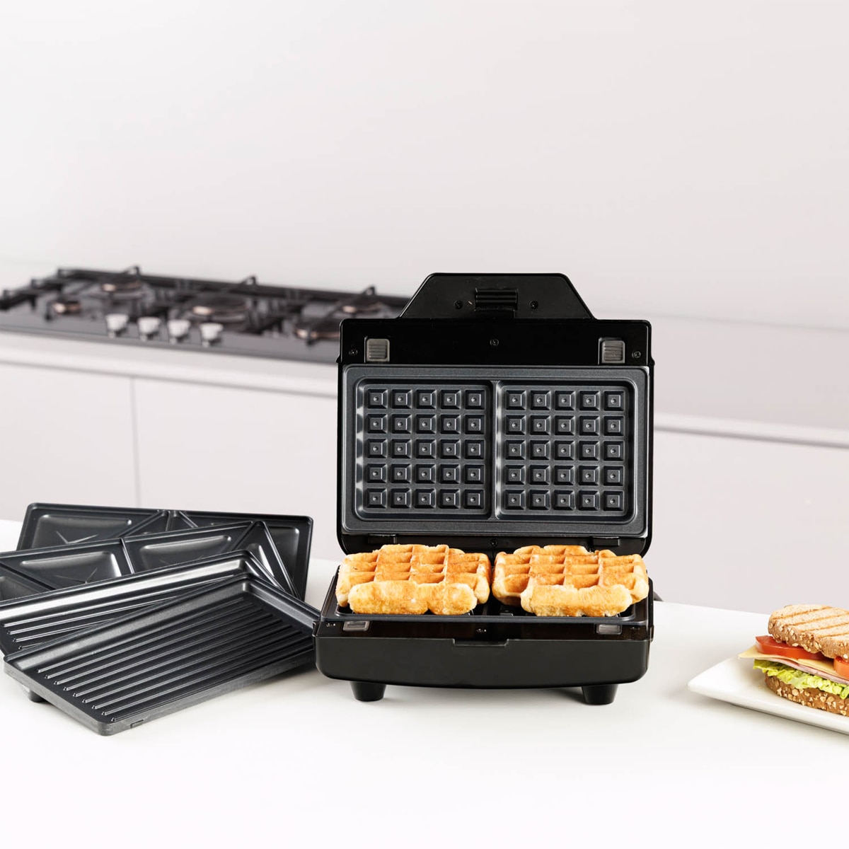 Sanwhichera Taurus Miami Legend V2 3 con placas intercambiables Inox / Negro-4