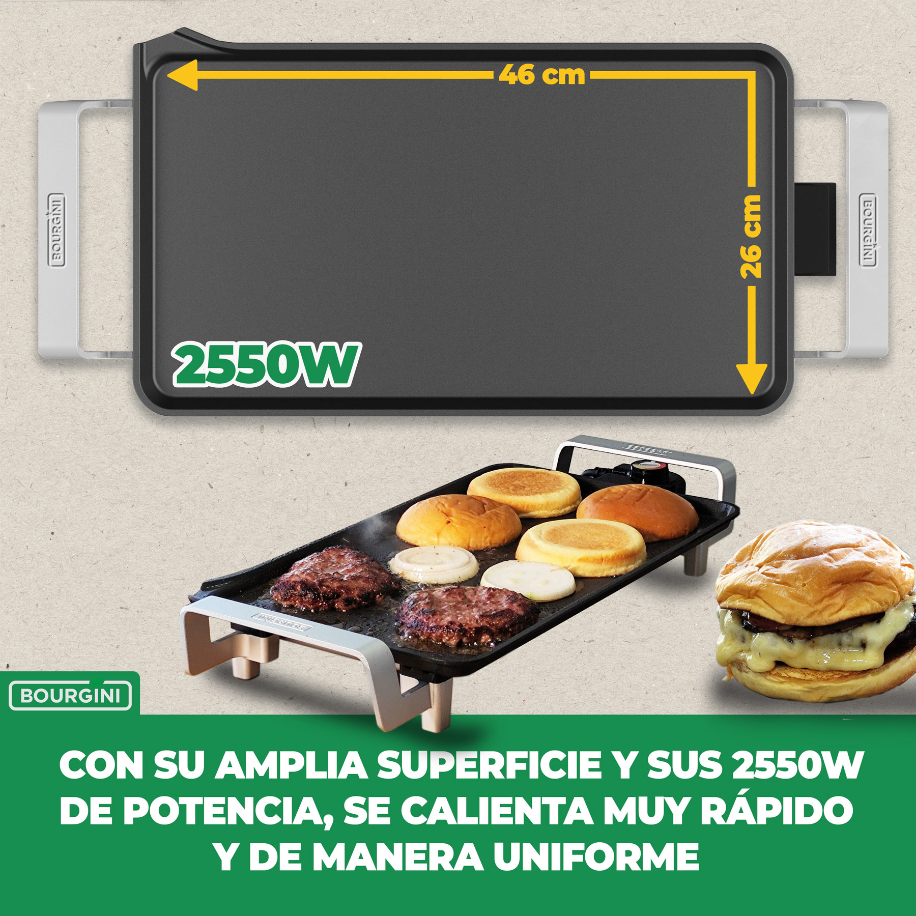 Plancha de asar Bourgini con revestimiento cerámico 4