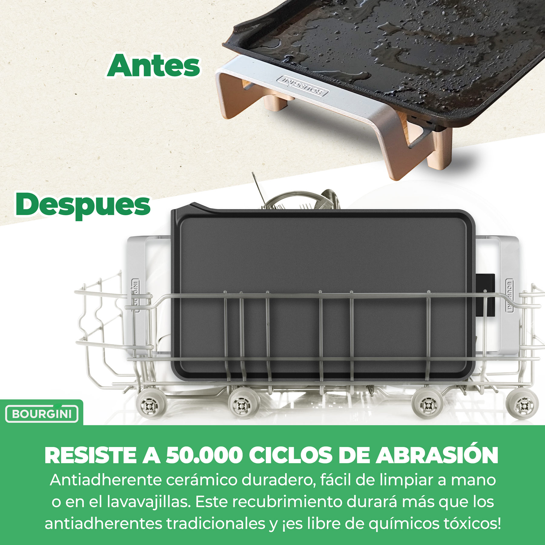 Plancha de asar Bourgini con revestimiento cerámico 7