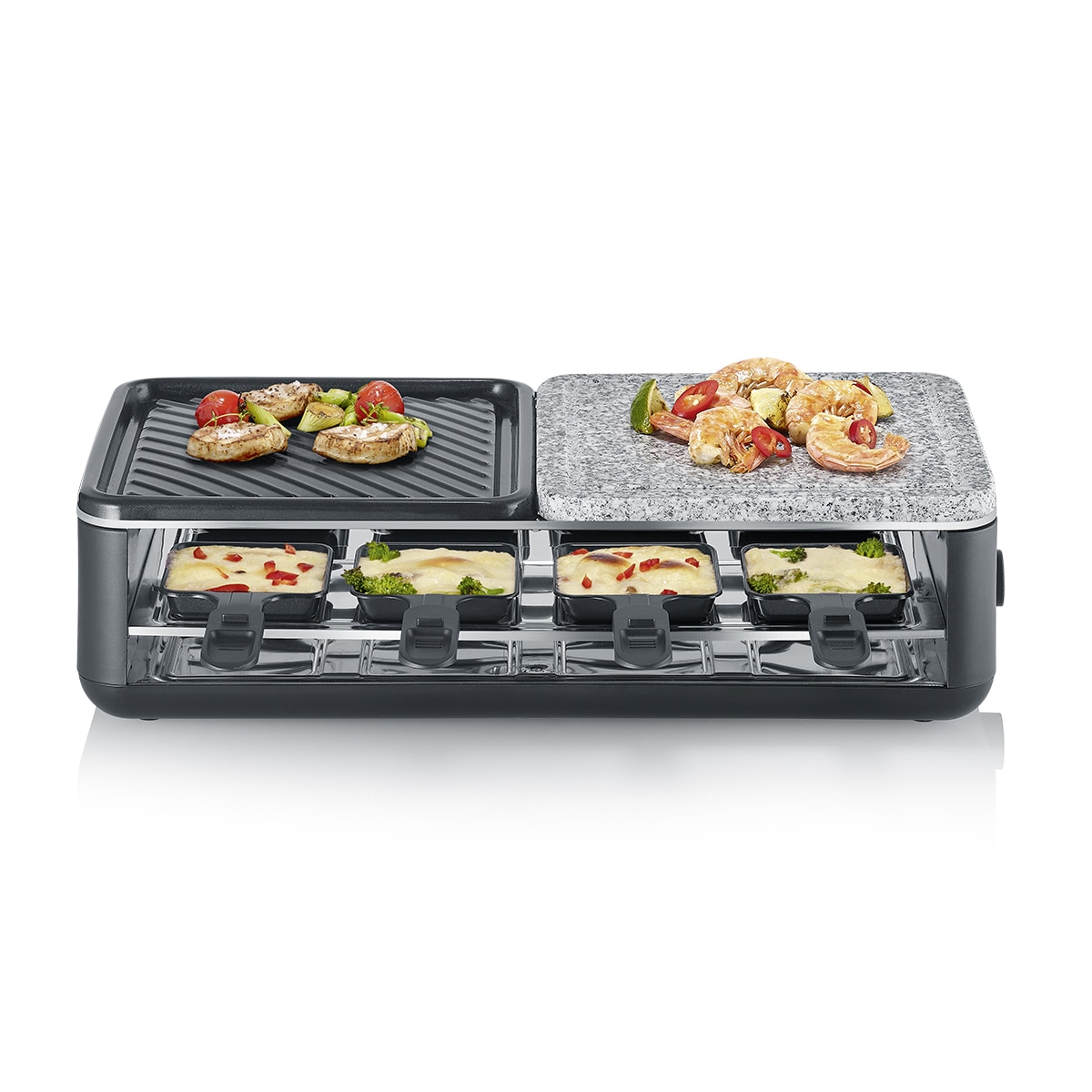 Raclette Severin 2366 con 8 sartenes Negro-2