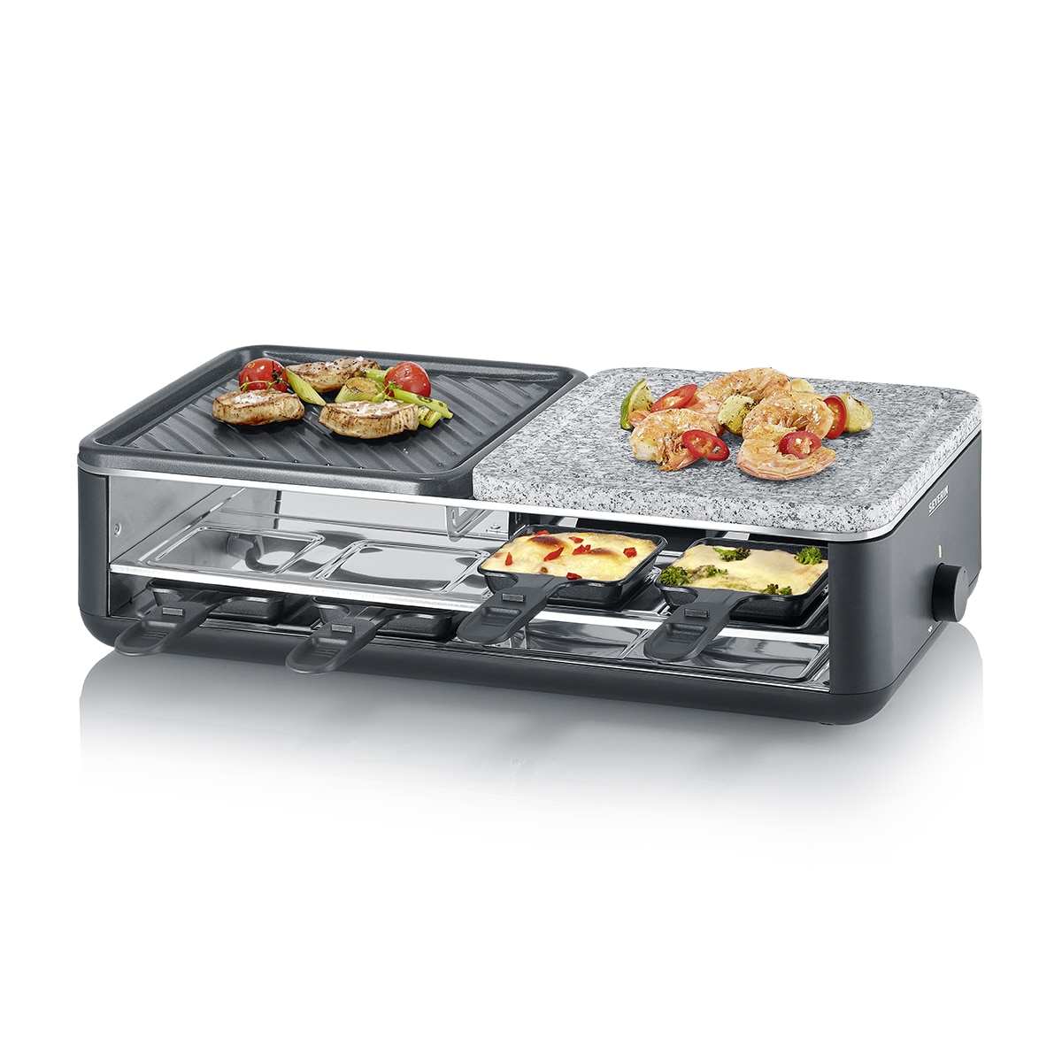 Raclette Severin 2366 con 8 sartenes Negro-4