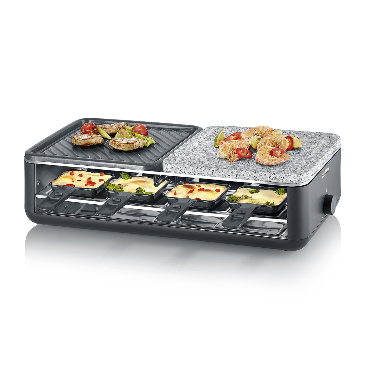 Raclette Severin 2366 con 8 sartenes Negro-5