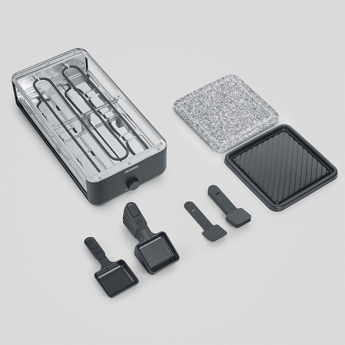 Raclette Severin 2366 con 8 sartenes Negro-6