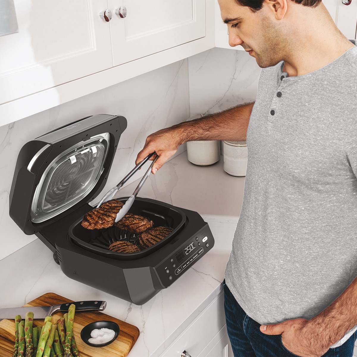 Freidora aire con parrilla/grill de interior 5 en 1 Ninja Foodi EG351EU - Plateado Plateado-11