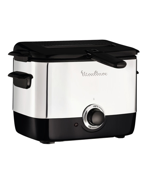Freidora Moulinex Minifrito AF2200 con capacidad de 1 litro, tapa con ventanilla. - Inox / Negro Inox / Negro-1