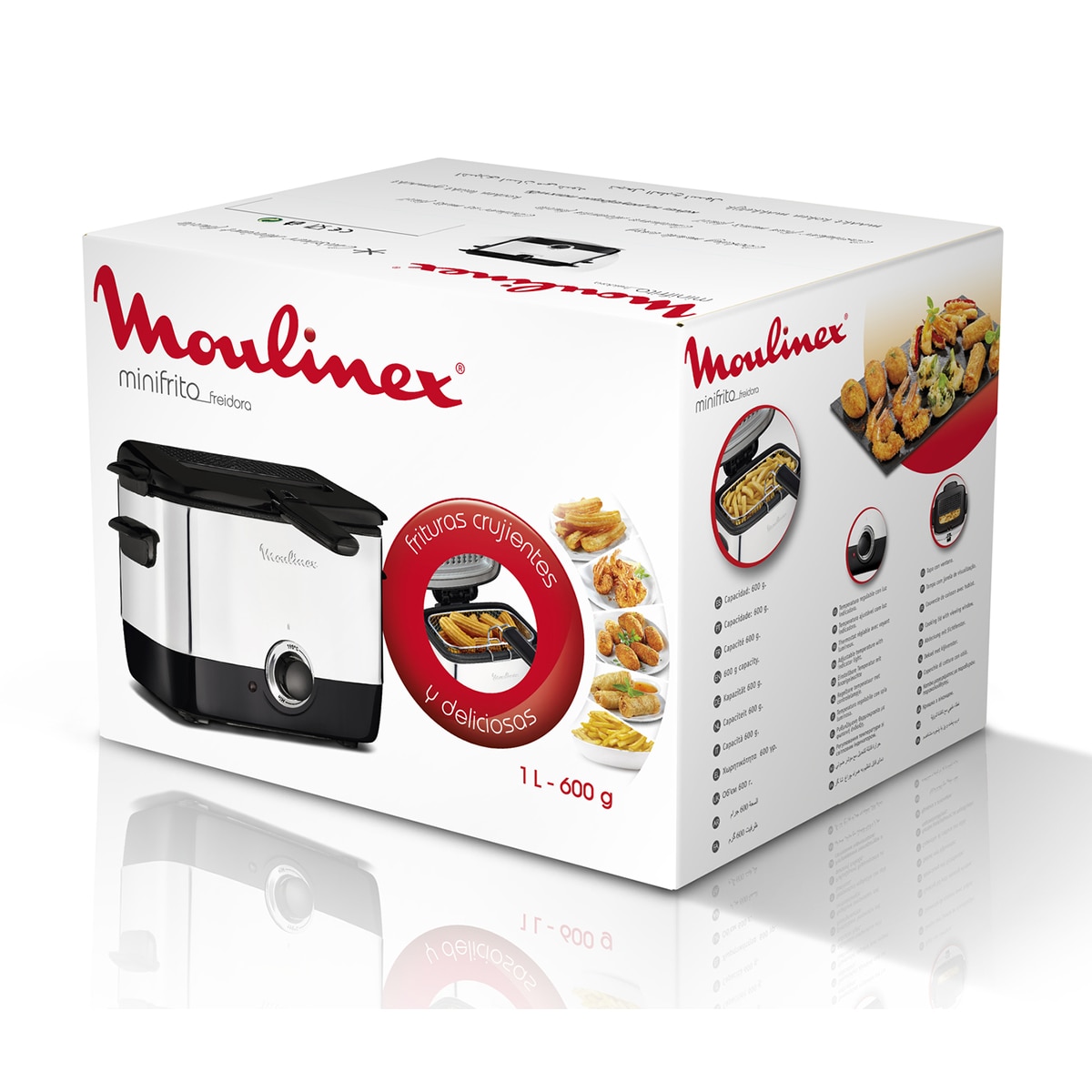 Freidora Moulinex Minifrito AF2200 con capacidad de 1 litro, tapa con ventanilla. - Inox / Negro Inox / Negro-8