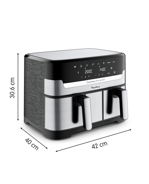 Fritadeira Air Fryer Moulinex Dual Easy Fry & Grill EZ905D20 com Capacidade de 8,3 Litros - Preto e Inox Preto / Inox-9