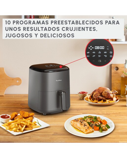 Freidora de Aire Moulinex Easy Fry Max, 10 Programas Automáticos, 5L Gris / Carbón-7