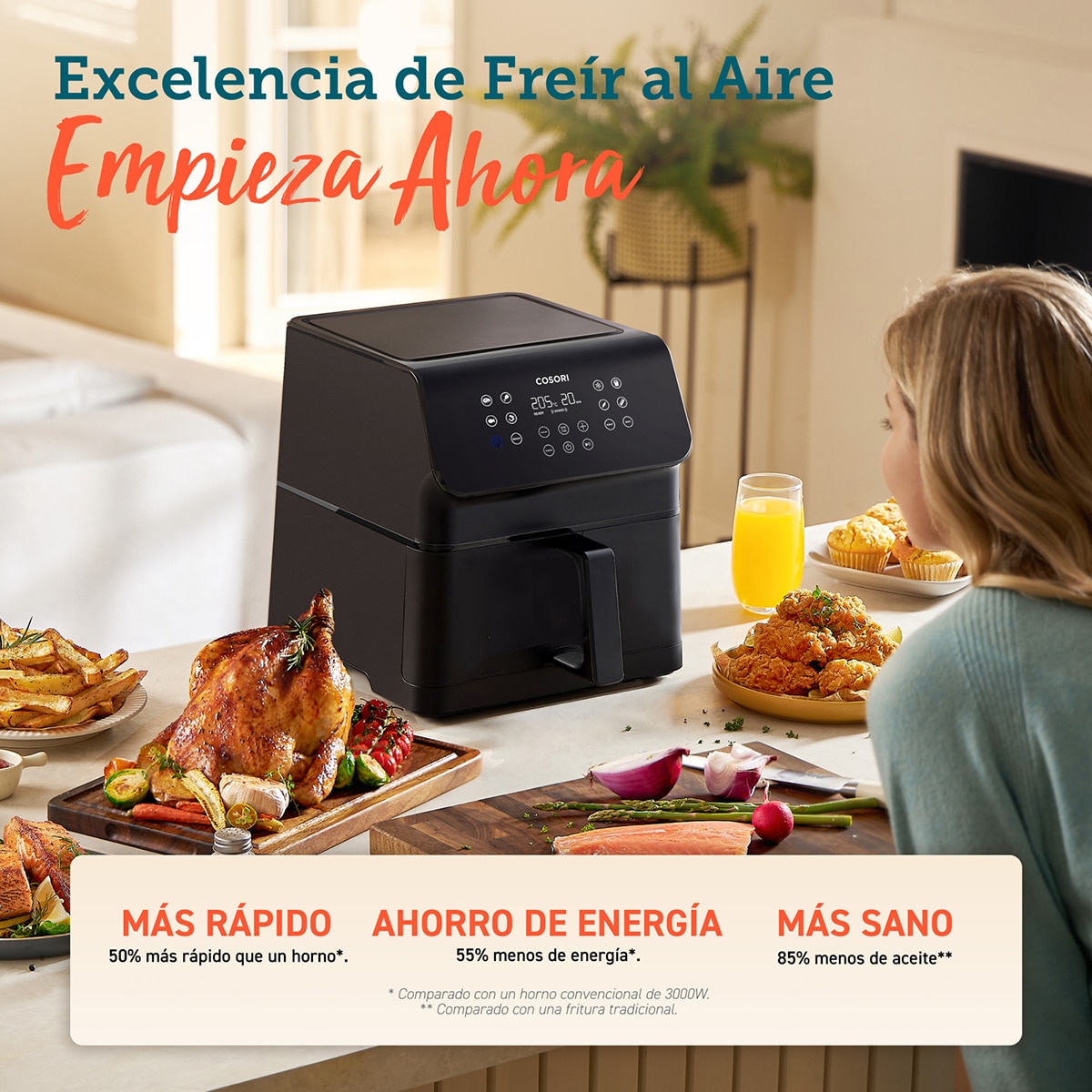 Freidora de aire Cosori Premium II Chef Edition con 12 funciones y capacidad de 6,2 L Negro-4