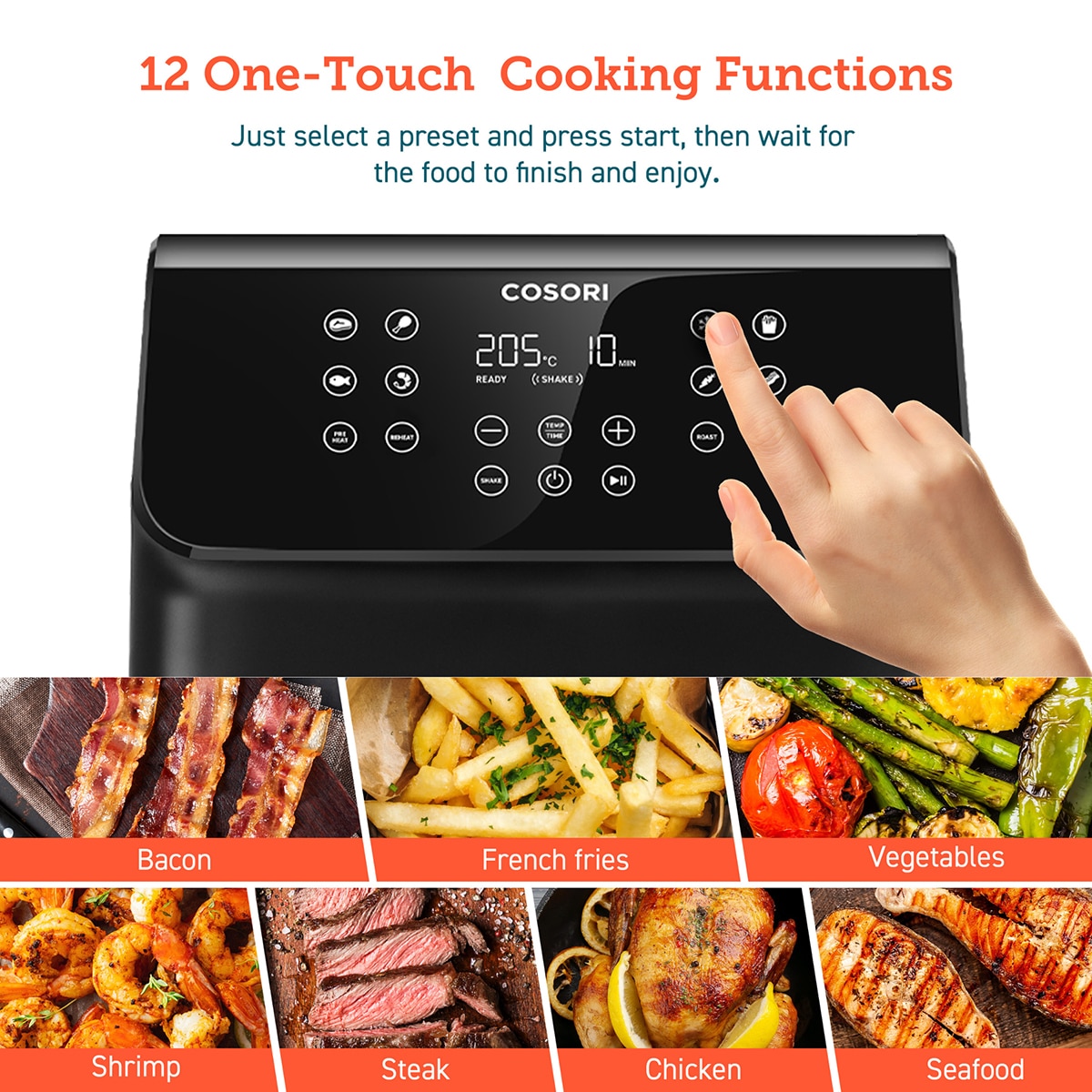 Freidora de aire Cosori Premium II Chef Edition con 12 funciones y capacidad de 6,2 L Negro-6