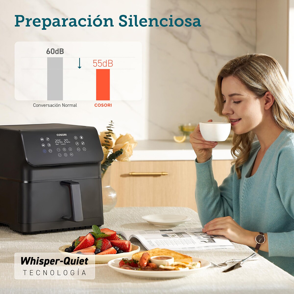 Fritadeira Air Fryer Cosori Premium II Chef Edition KOSP0028EUN sem Óleo de 1700 W, 12 Funções e Capacidade de 6,2 Litros - Preto Preto-8