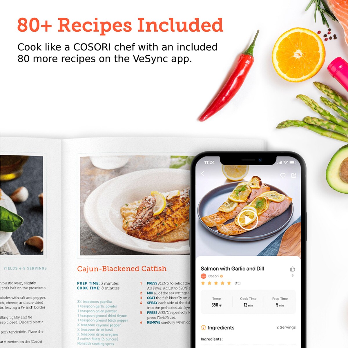 Fritadeira de Ar Cosori Premium II Chef Edition + Pack de 50 papéis com capacidade de 6,2L Preto-9