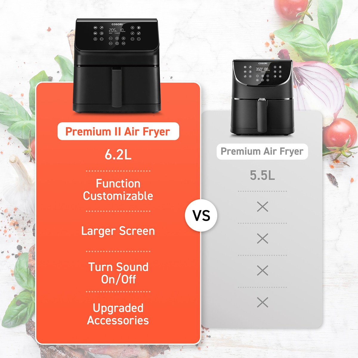 Freidora de aire Cosori Premium II Chef Edition con 12 funciones y capacidad de 6,2 L Negro-11