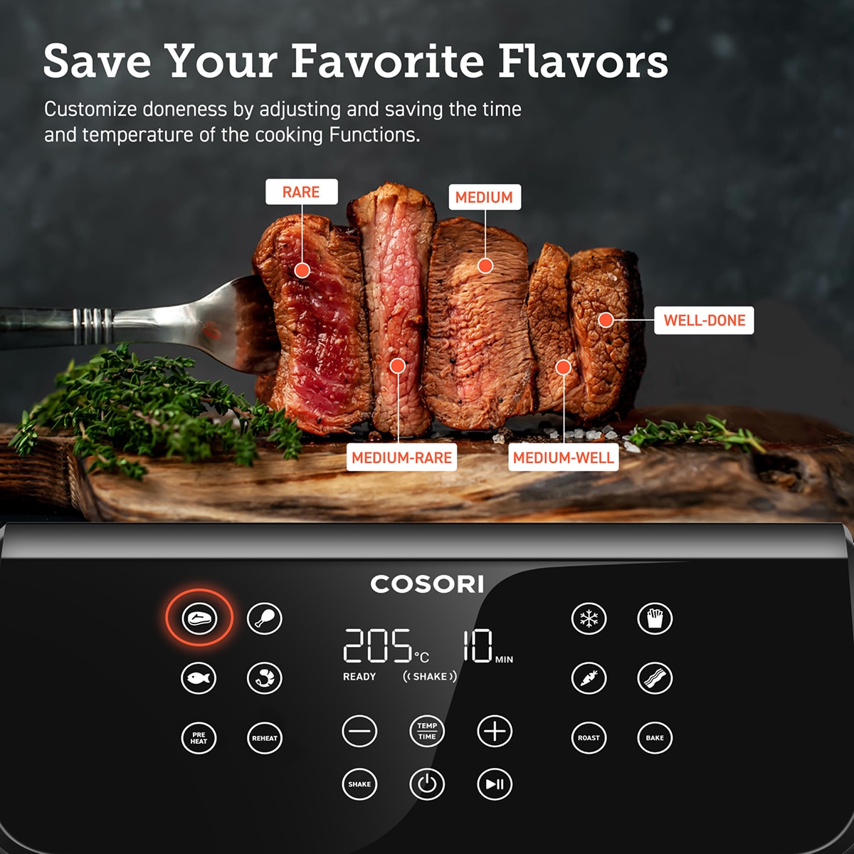 Freidora de aire Cosori Premium II Chef Edition con 12 funciones y capacidad de 6,2 L Negro-12