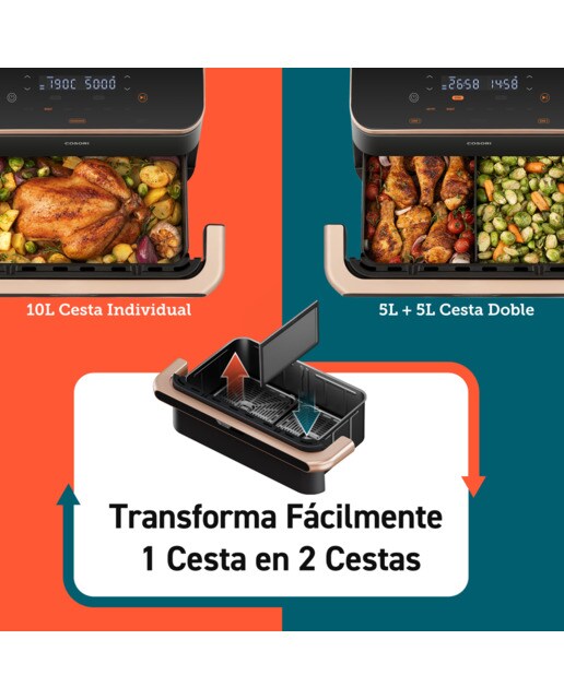 Freidora de aire Cosori Dual Blaze Twinfry? chef Edition con capacidad de 10 Litros y divisor flexible - Negro Negro-6