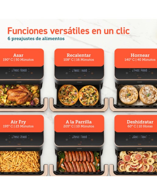 Freidora de aire Cosori Dual Blaze Twinfry? chef Edition con capacidad de 10 Litros y divisor flexible - Negro Negro-7