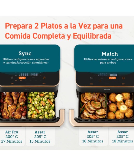 Freidora de aire Cosori Dual Blaze Twinfry? chef Edition con capacidad de 10 Litros y divisor flexible - Negro Negro-8
