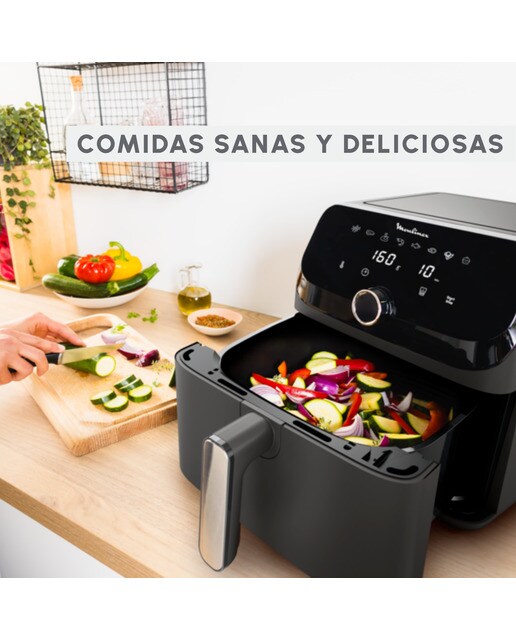 Freidora de Aire Moulinex Easy Fry Mega, 8 Programas Automáticos, 7.5L - Gris / Carbón Gris / Carbón-5
