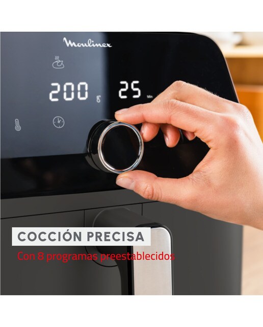 Freidora de Aire Moulinex Easy Fry Mega, 8 Programas Automáticos, 7.5L - Gris / Carbón Gris / Carbón-6