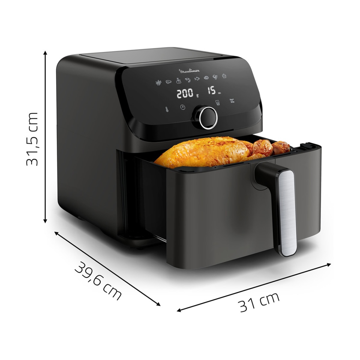 Freidora de Aire Moulinex Easy Fry Mega, 8 Programas Automáticos, 7.5L - Gris / Carbón Gris / Carbón-8