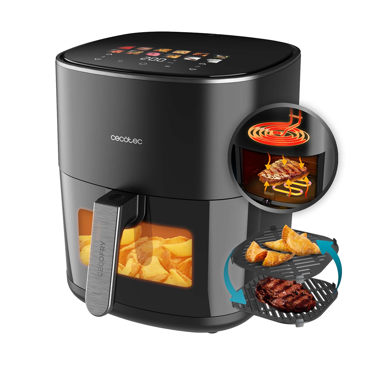 Freidora de aire Cecotec Cecofry&Grill Duoheat 6500 con doble resistencia Negro-5
