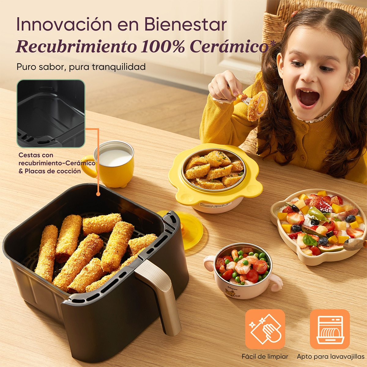 Freidora de Aire Cosori Turbo Tower Pro Smart Chef Edition 10,8L con revestimiento 100% cerámico Negro / Dorado-8