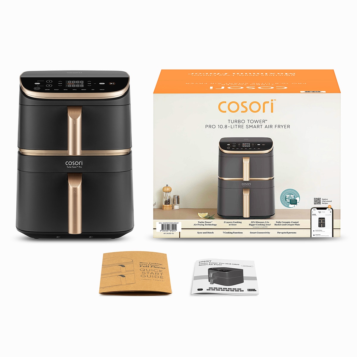 Freidora de Aire Cosori Turbo Tower Pro Smart Chef Edition 10,8L con revestimiento 100% cerámico Negro / Dorado-19