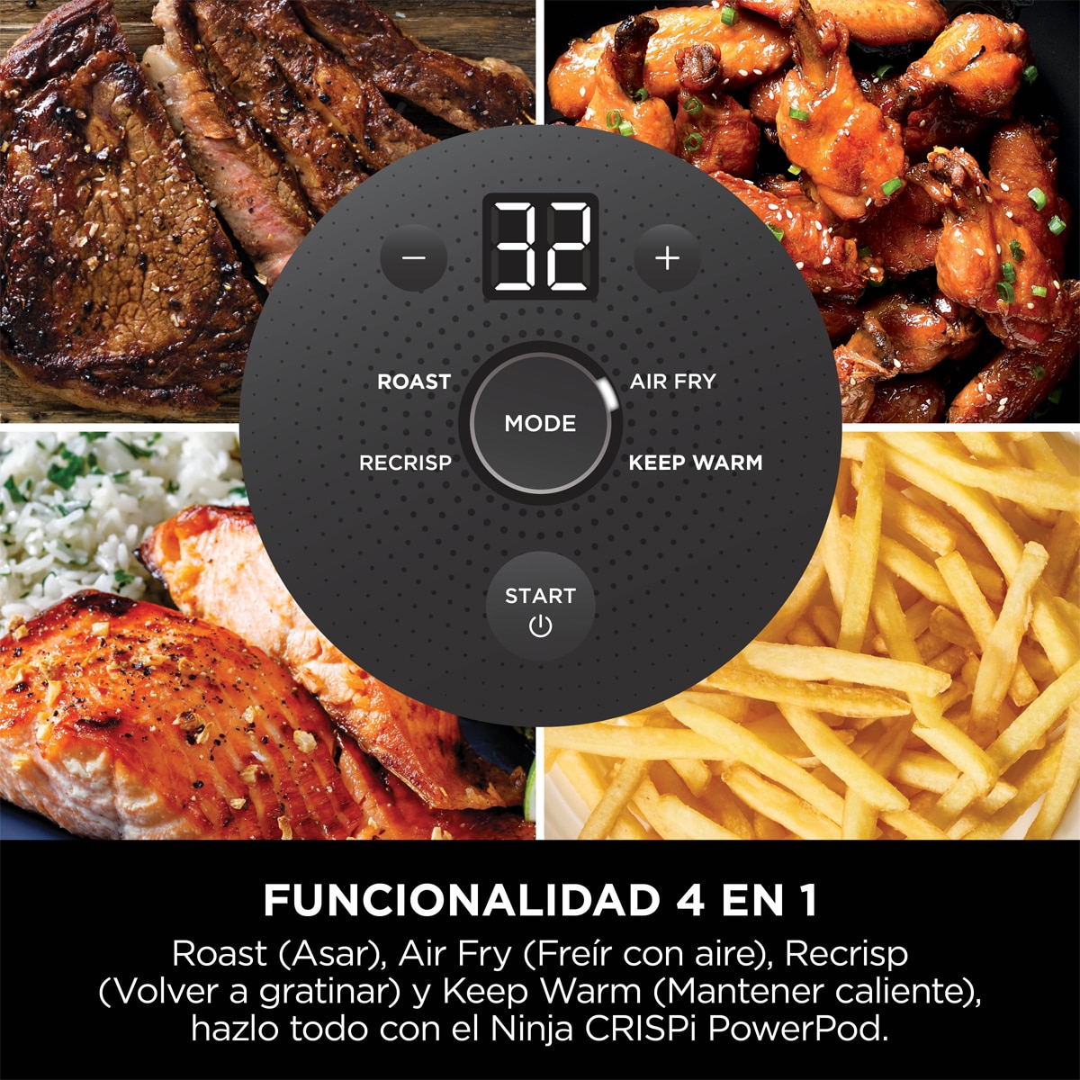 Freidora de aire Ninja Crispi FN101EUGY con recipientes cristal 3.8l y 1.4l libres de tóxicos, 4 funciones Azul oscuro-5
