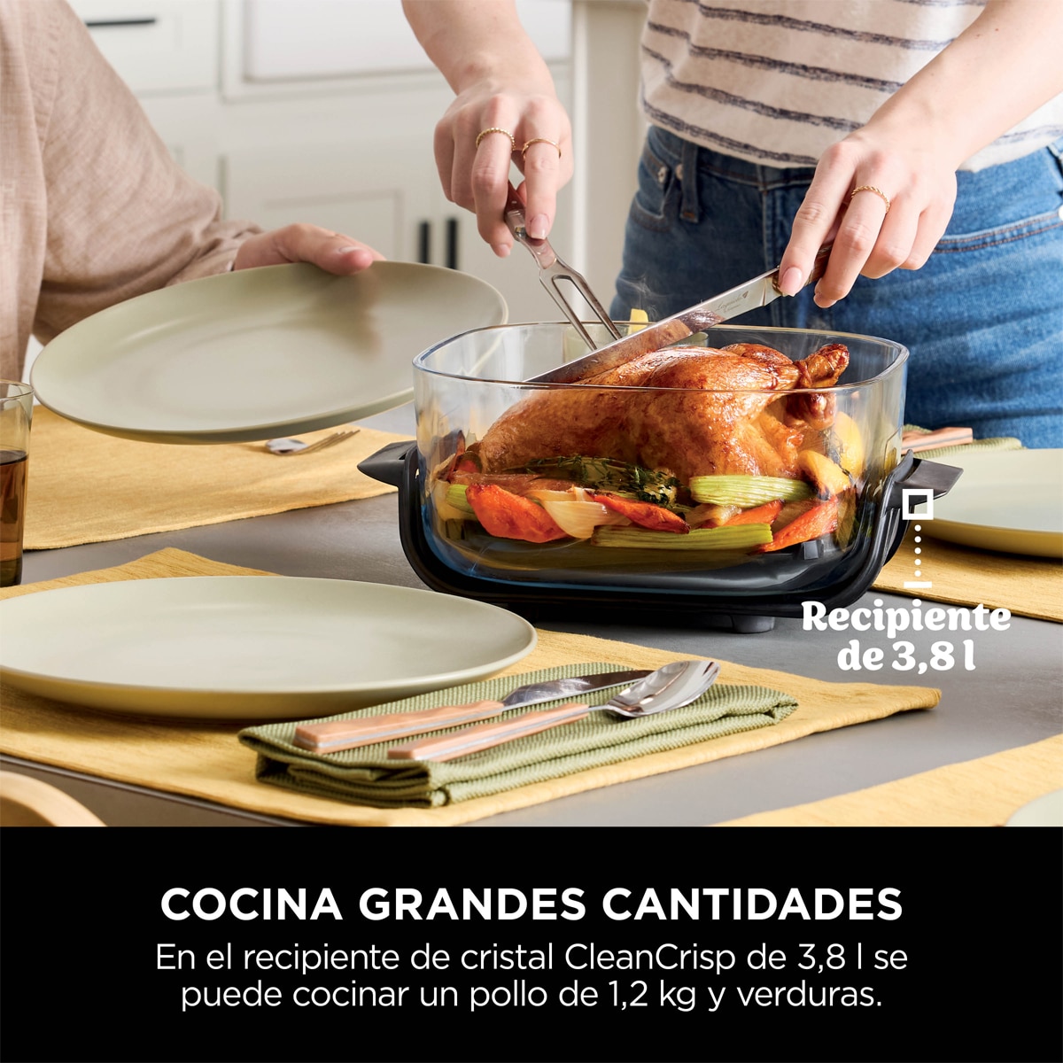 Freidora de aire Ninja Crispi FN101EUGY con recipientes cristal 3.8l y 1.4l libres de tóxicos, 4 funciones Azul oscuro-8