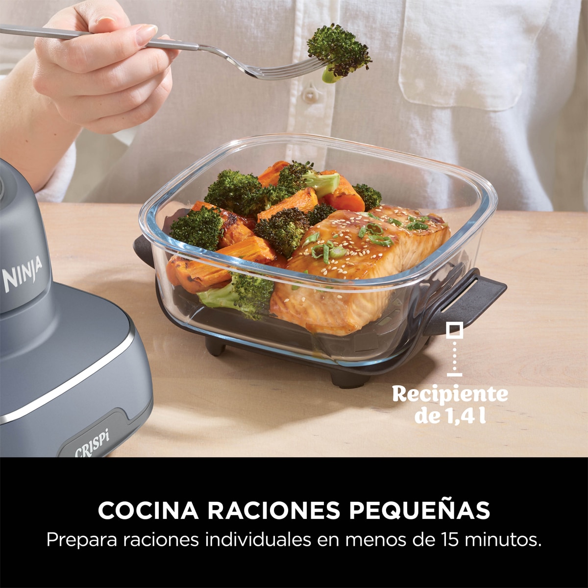 Freidora de aire Ninja Crispi FN101EUGY con recipientes cristal 3.8l y 1.4l libres de tóxicos, 4 funciones Azul oscuro-9
