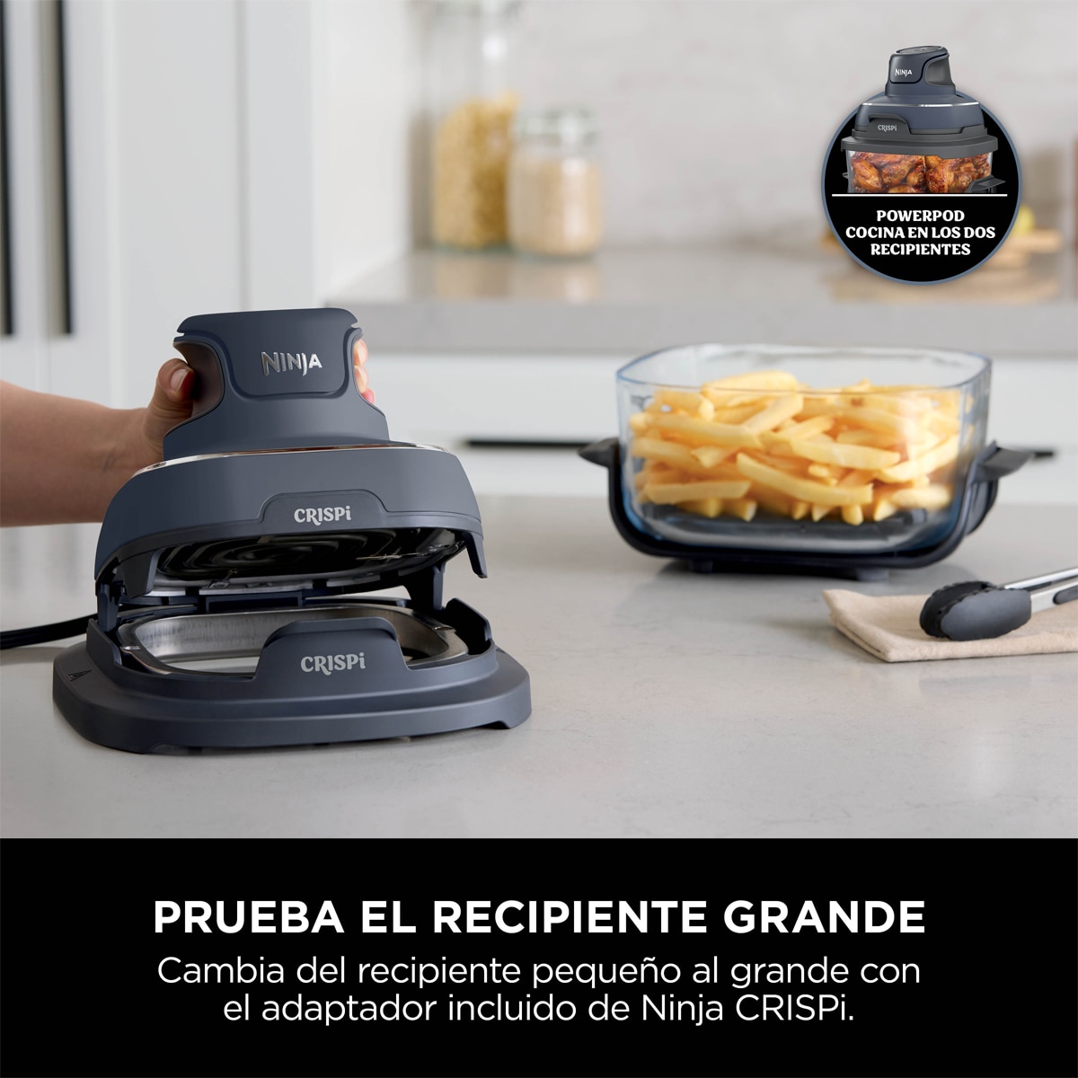 Freidora de aire Ninja Crispi FN101EUGY con recipientes cristal 3.8l y 1.4l libres de tóxicos, 4 funciones Azul oscuro-10