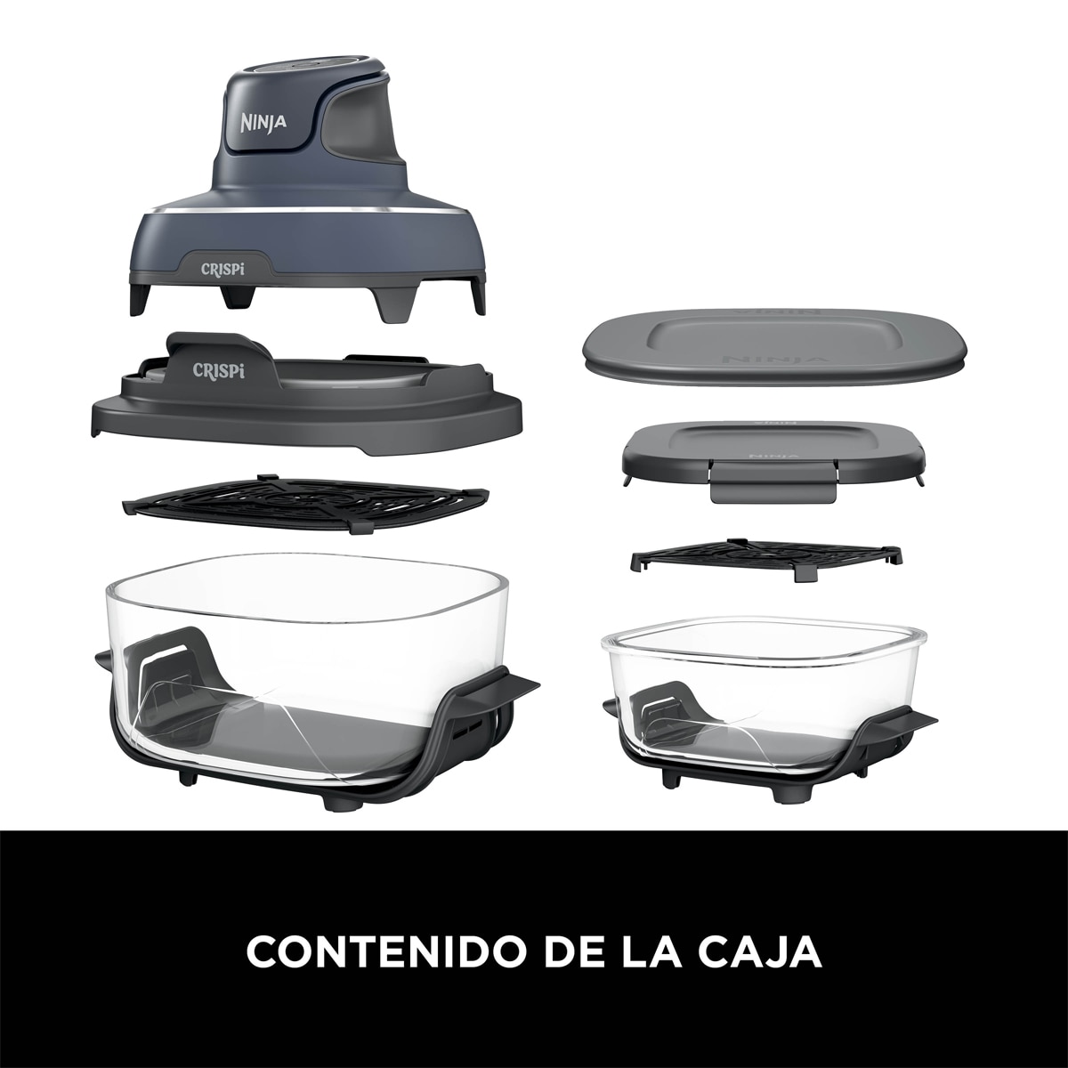 Freidora de aire Ninja Crispi FN101EUGY con recipientes cristal 3.8l y 1.4l libres de tóxicos, 4 funciones Azul oscuro-16