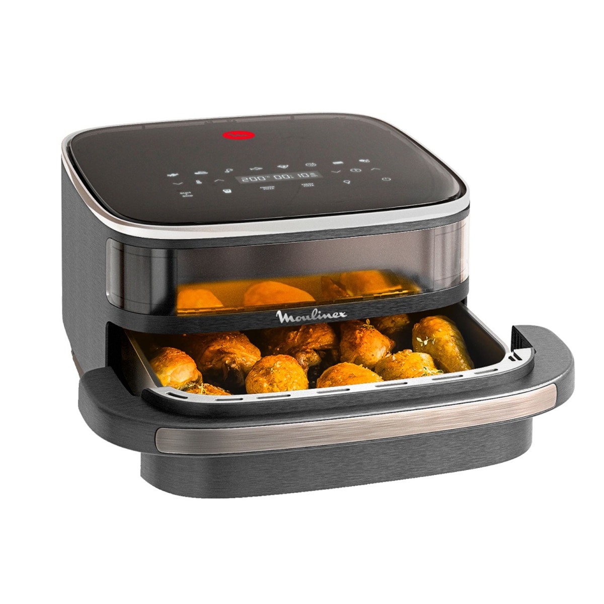 Moulinex – Freidora de Aire y Pizza Moulinex Easy Fry XL Surface Doble Resistencia 2200W, Ventana de Visualización.