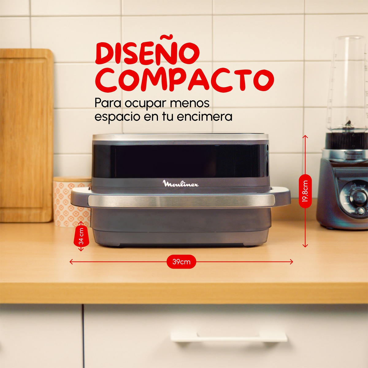 Freidora de Aire y Pizza Moulinex Easy Fry XL Surface Doble Resistencia 2200W, Ventana de Visualización Negro-5