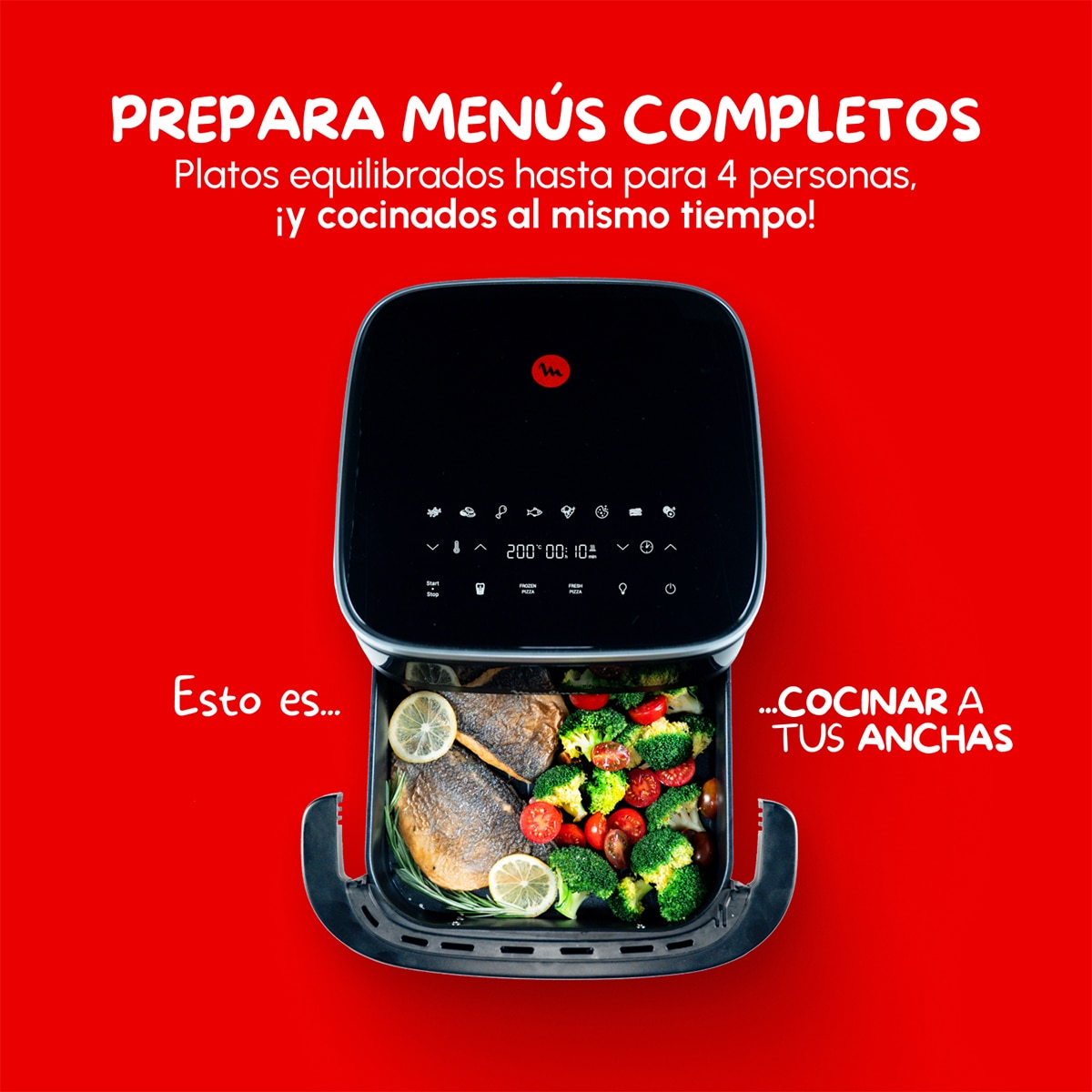 Freidora de Aire y Pizza Moulinex Easy Fry XL Surface Doble Resistencia 2200W, Ventana de Visualización Negro-8