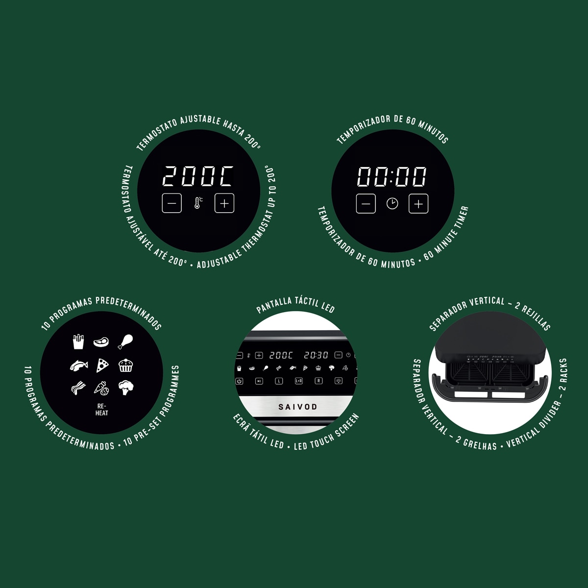Fritadeira Air Fryer Saivod KB9203LA de 12 Litros - Preto Preto-4