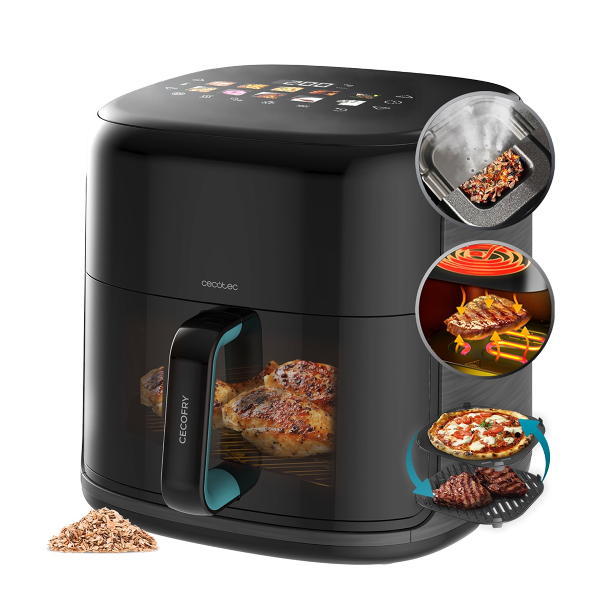 Freidora sin aceite Cecotec Cecofry&Grill Smokin'Prime 8500 con doble resistencia,capacidad de 8.5 litros Negro-2
