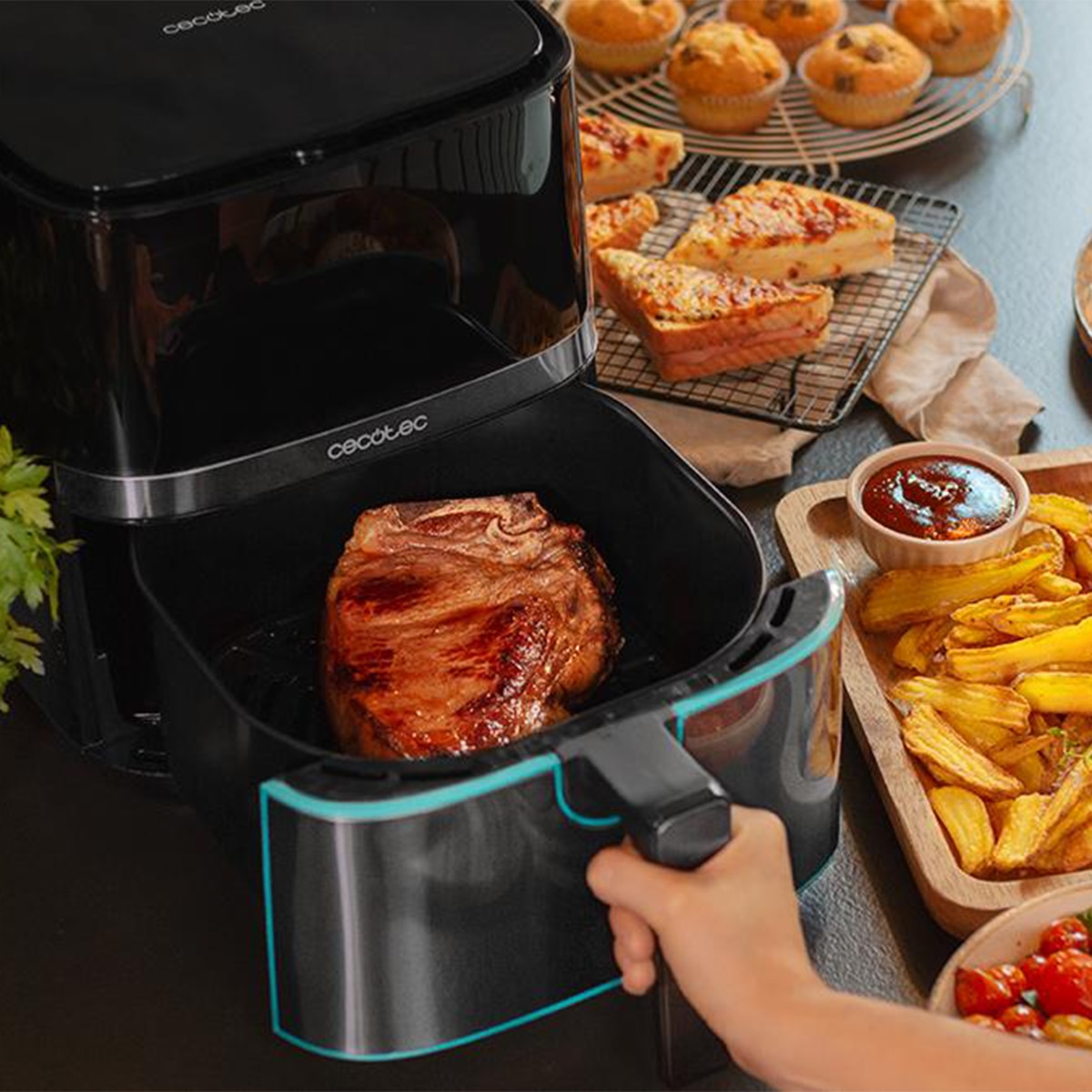 Freidora sin aceite Cecotec Cecofry Full Inox Pro 5500 de 5,5 L, con accesorios Inox-4
