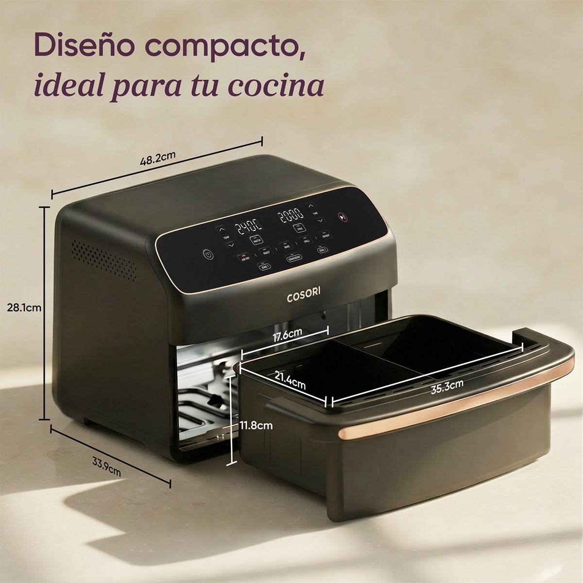 Freidora de Aire COSORI Twinfry™ Dual Blaze Compact de 8,6 litros Metal-2